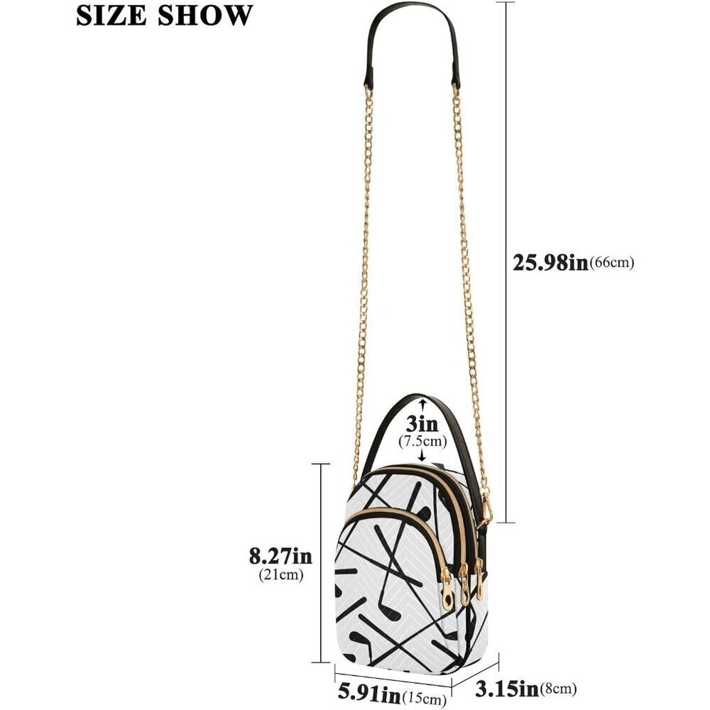 Women Golf Crossbody Bag Polyester Removable Chain Compact Purse Wallet - Picture 6 of 7